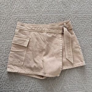 Mango Short Skirt Khaki Size Medium Wrap Style Cargo
